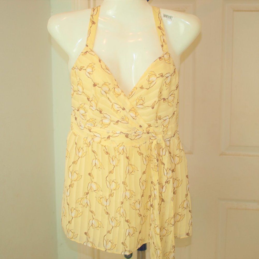 Ann Taylor Loft Summer Blouse Yellow Great with Denim Shorts Size 8 - Picture 1 of 5
